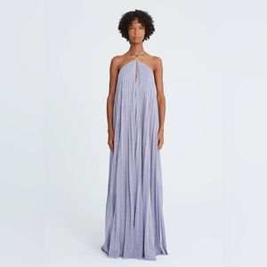 EM SHIMMER JERSEY PLEATED GOWN